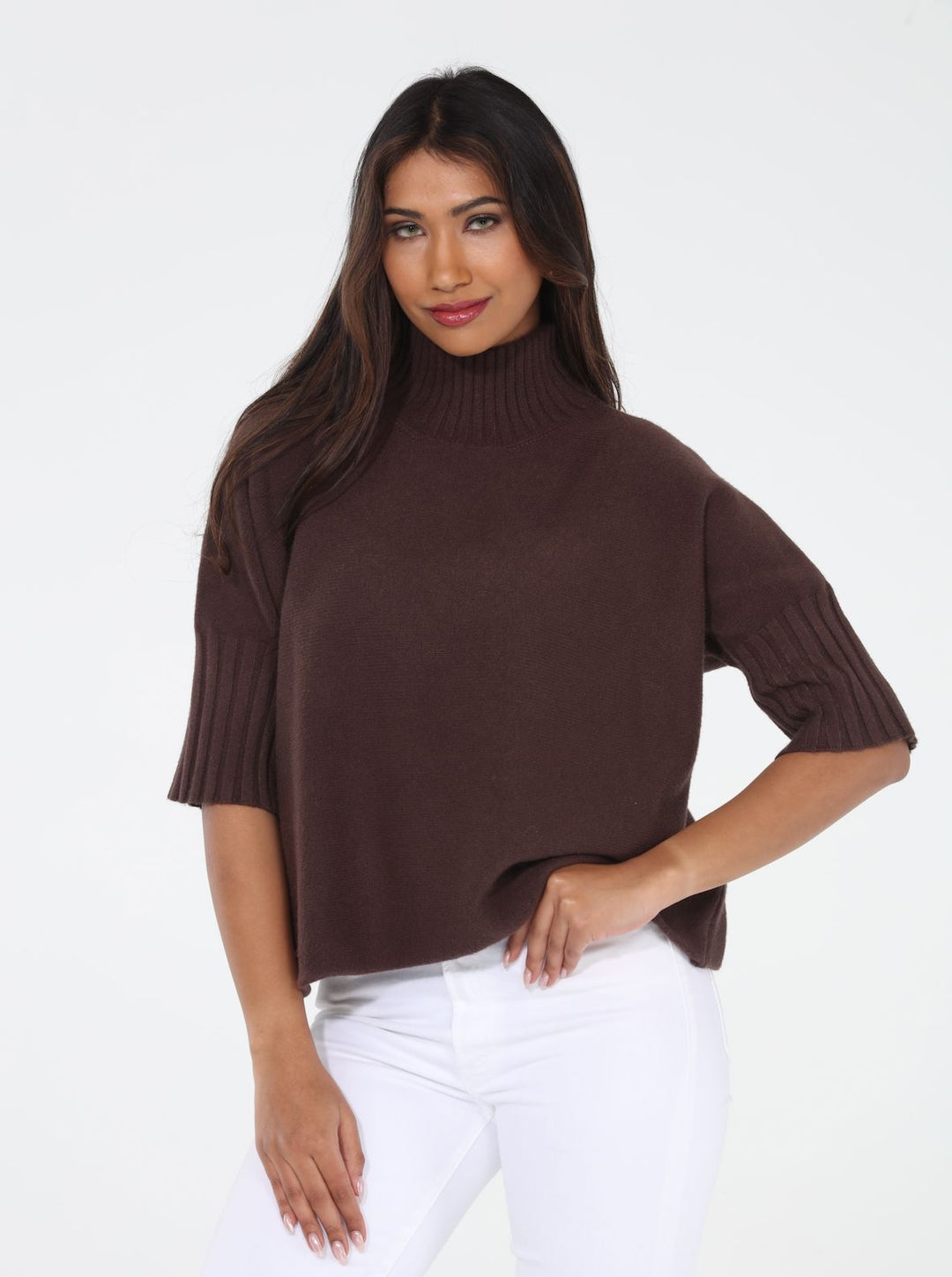 The Maple Turtleneck Sweater - Chocolate Womens Sweater Rain and Rose 