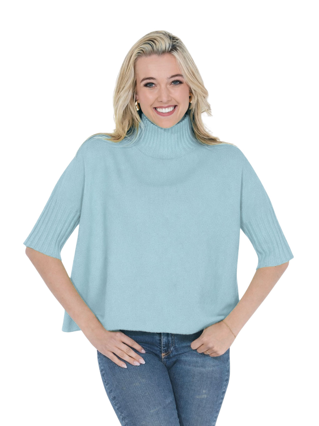 The Maple Turtleneck Sweater - Light Blue Womens Sweater Rain and Rose 