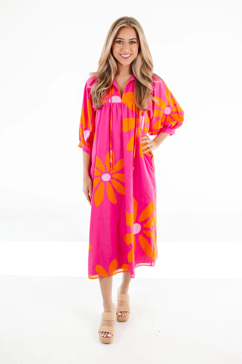 The Maui Puff Sleeve Midi Dress Womens Dress J Marie Collections 