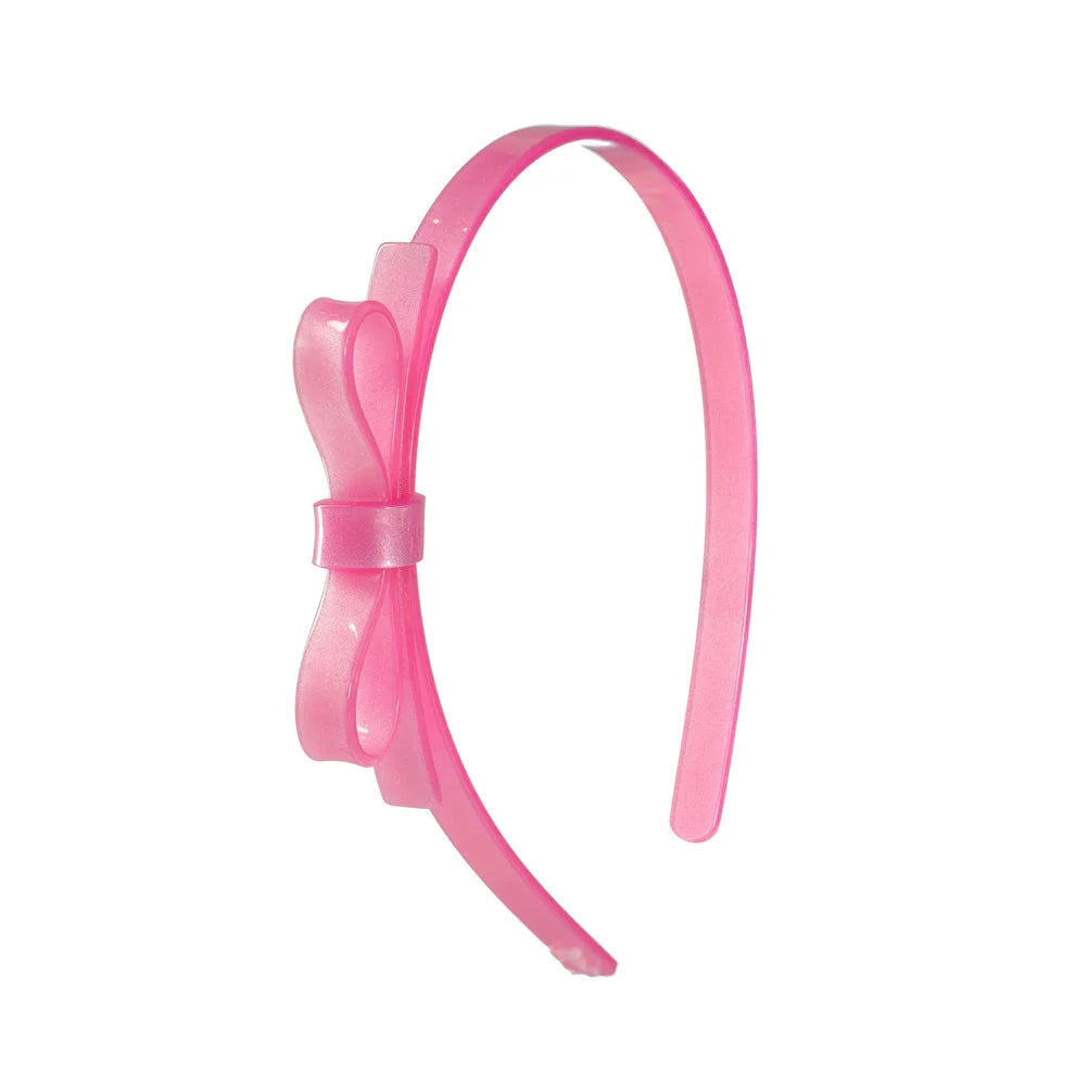 Thin Bow Headband Girl Headband Lilies and Roses Pink 