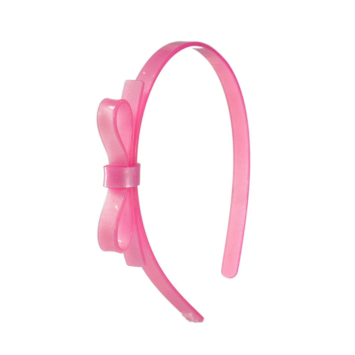 Thin Bow Headband Girl Headband Lilies and Roses Pink 