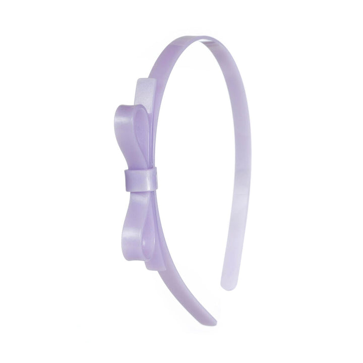 Thin Bow Headband Girl Headband Lilies and Roses Purple Satin 