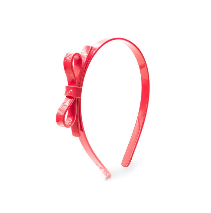 Thin Bow Headband Girl Headband Lilies and Roses Red Punch 