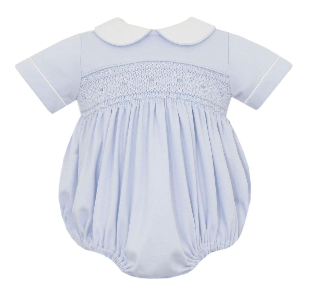 Thomas Blue Smocked Knit Bubble Boy Bubble Petit Bebe 