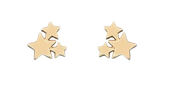 Three Star Cluster Earrings - Gold Womens Earrings Golden Stella 