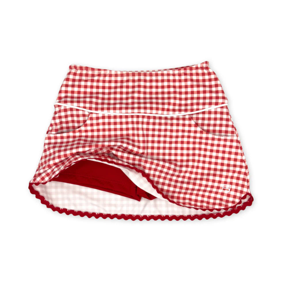 Tiffany Skort - Candy Apple Red Gingham Girl Skirt Set Athleisure 