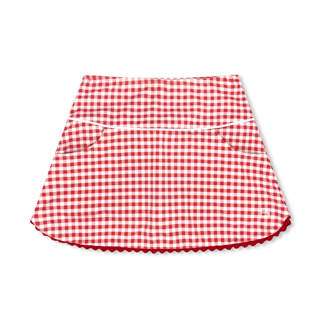 Tiffany Skort - Candy Apple Red Gingham Girl Skirt Set Athleisure 