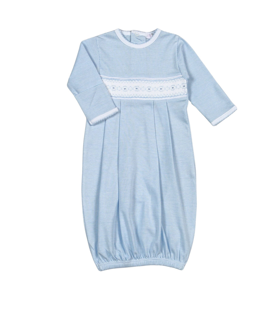 Tim Blue Striped Smocked Gown Boy Gown Baby Loren 