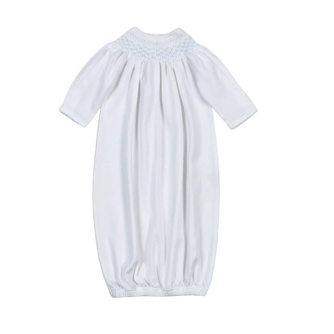Tim White Smocked Pima Gown Boy Gown Baby Loren 