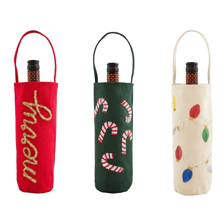 Tinsel & Sequin Wine Bags Gift Bag MudPie 