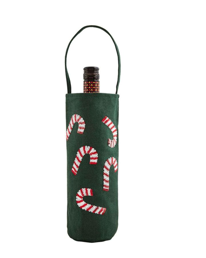 Tinsel & Sequin Wine Bags Gift Bag MudPie Candy Canes 