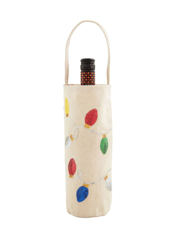 Tinsel & Sequin Wine Bags Gift Bag MudPie Lights 