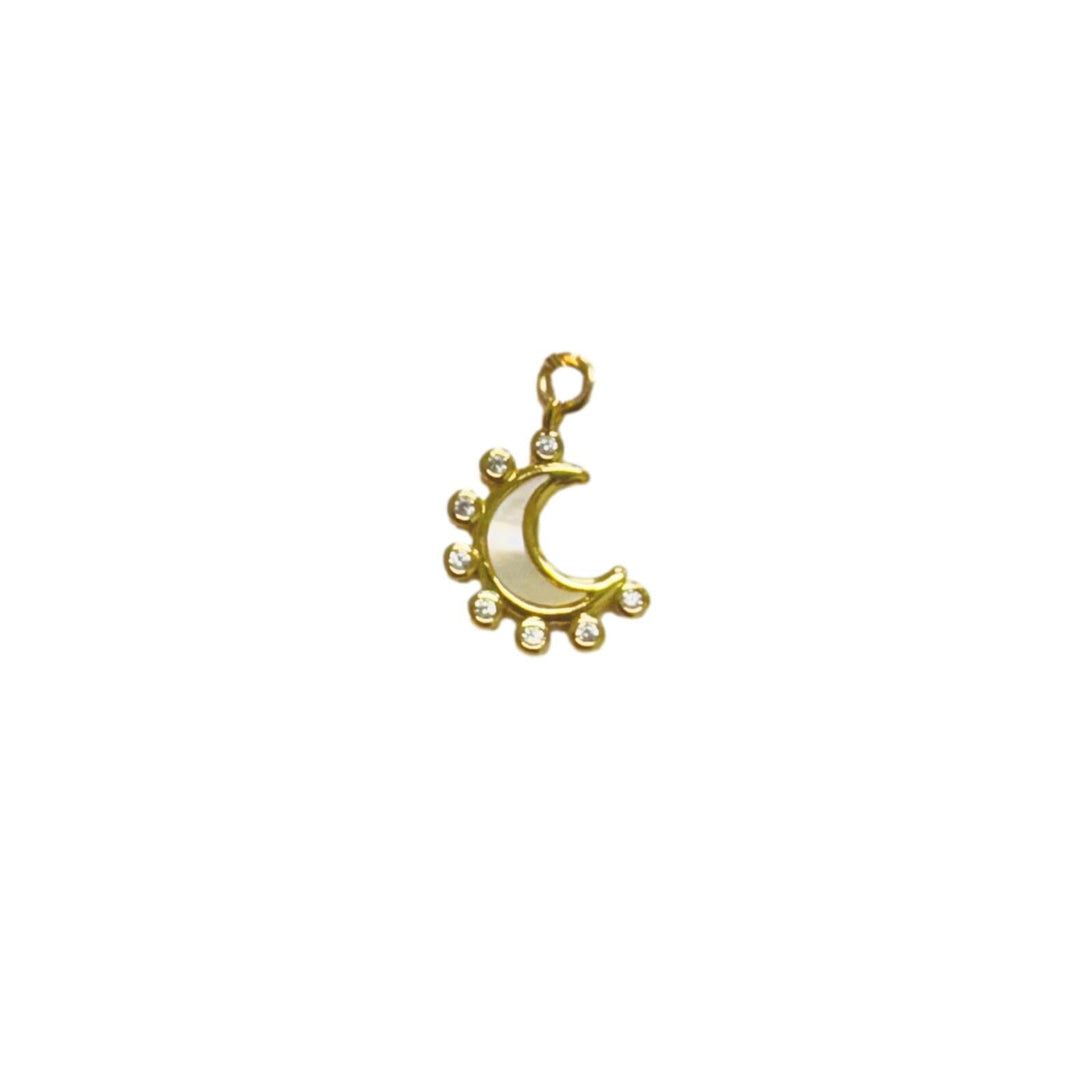 Tiny Adorned Crescent Charm Necklace Charm Knotty Bling 