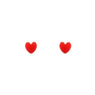 Tiny Heart Studs Girl Earrings Golden Stella Red 