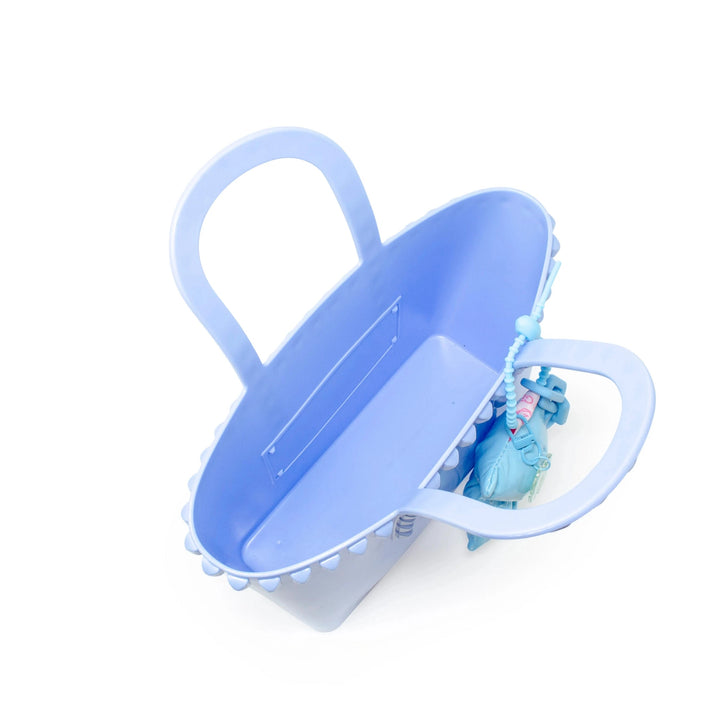 Tiny Jelly Stud Tote w/ Puffy Bow Charm - Blue Girl Purse Tiny Treats and Zomi Gems 