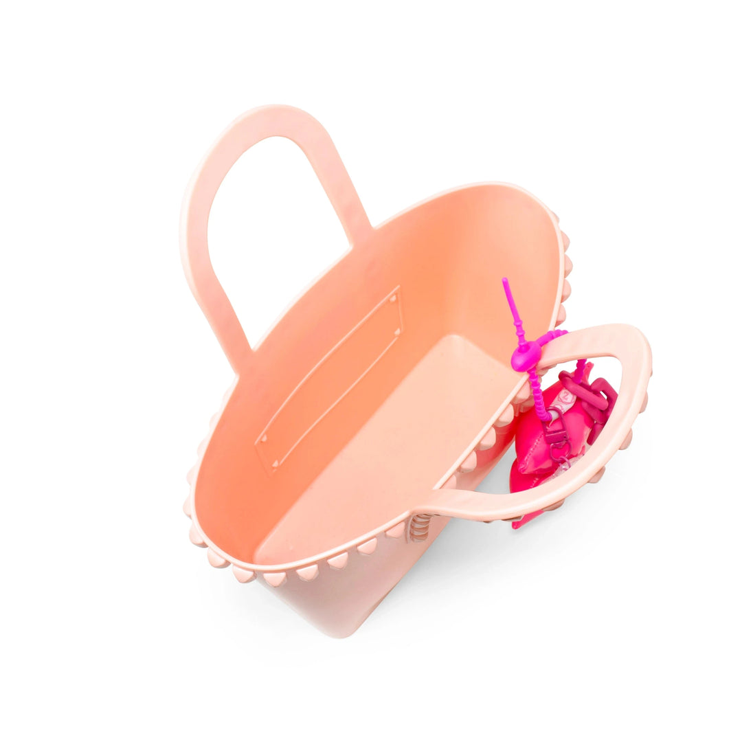 Tiny Jelly Stud Tote w/ Puffy Bow Charm - Light Pink Girl Purse Tiny Treats and Zomi Gems 