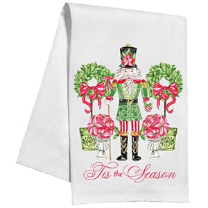 'Tis The Season Poinsettia Nutcracker Kitchen Towel Kitchen Towel Rosanne Beck 