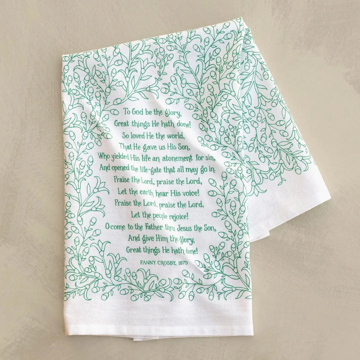 To God Be the Glory Hymn Tea Towel Kitchen Towel Little Things Studio 