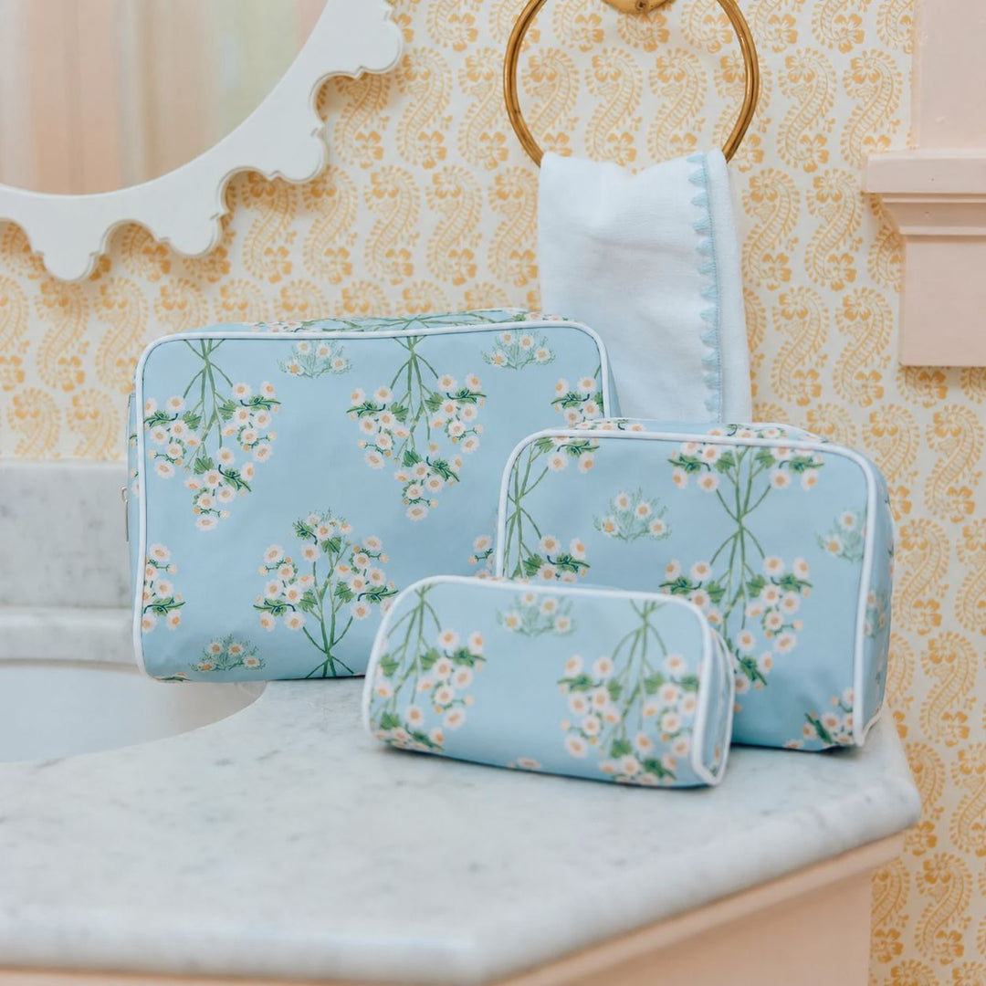 Toiletry Bag- Blue Flowers Cosmetic/Accessories Bags Weezie 