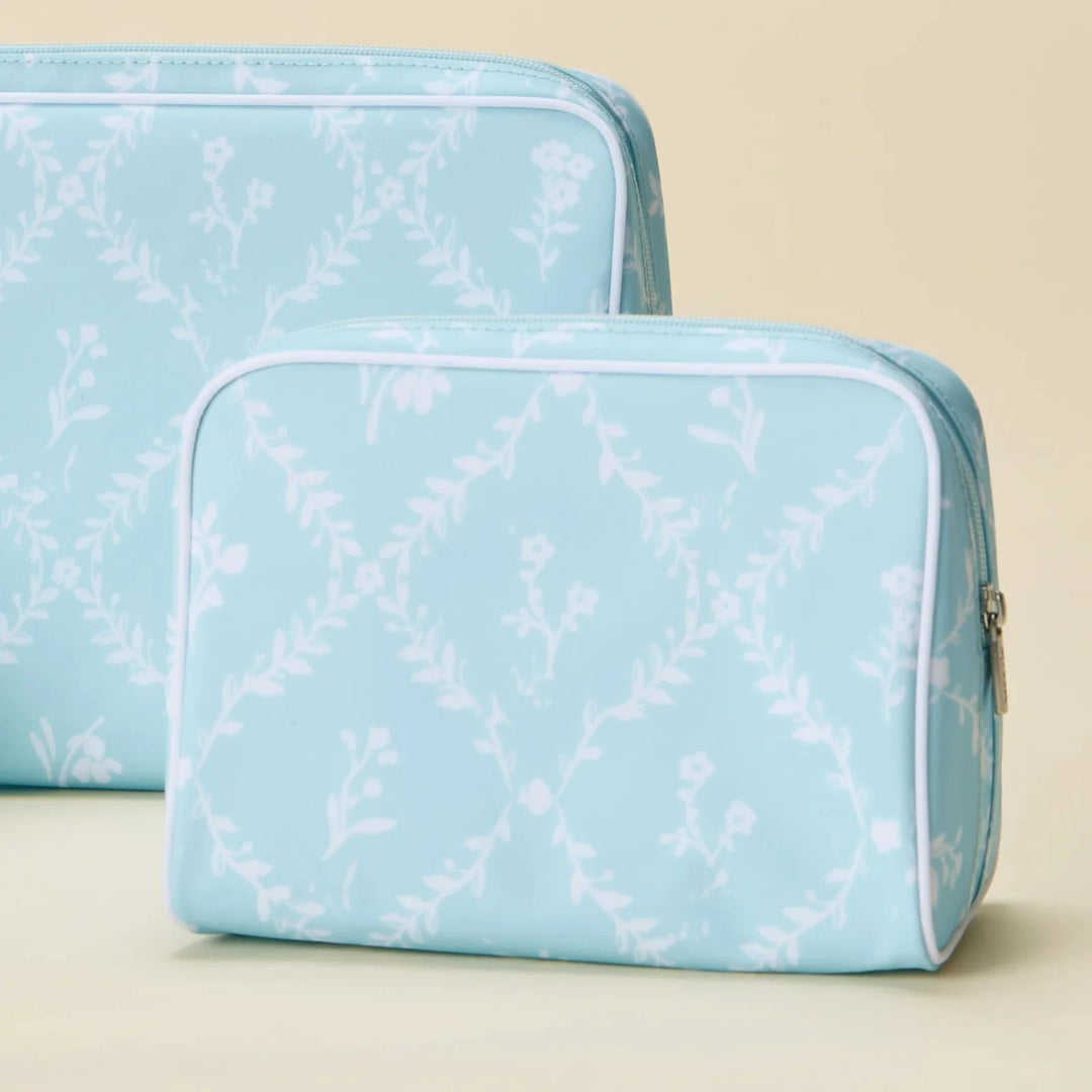 Toiletry Bag - Blue Trellis Cosmetic/Accessories Bags Weezie 