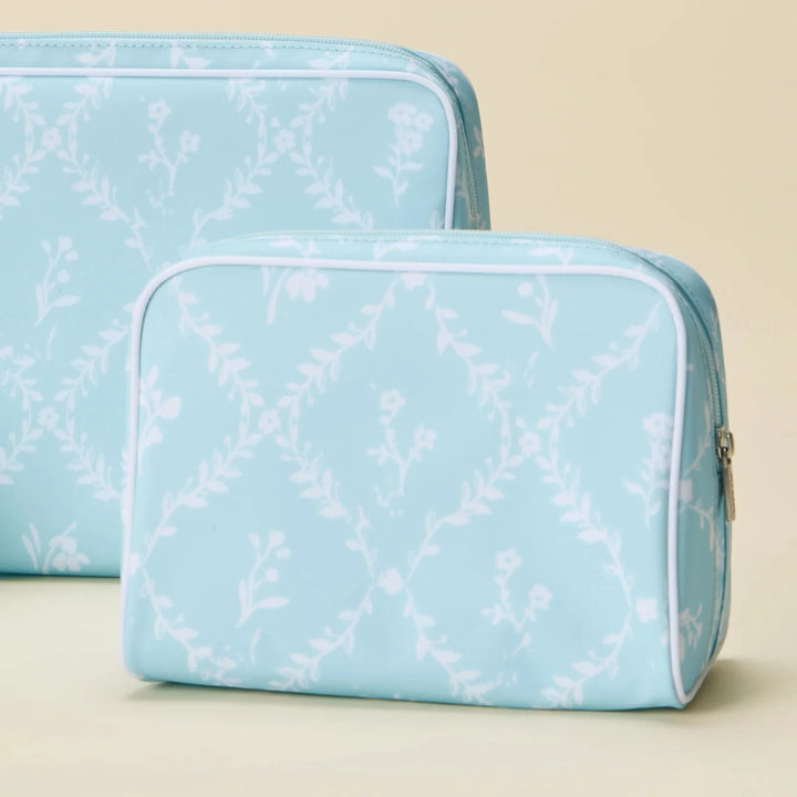 Toiletry Bag - Blue Trellis Cosmetic/Accessories Bags Weezie 