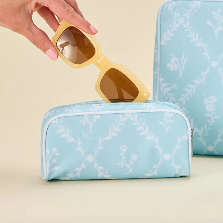 Toiletry Bag - Blue Trellis Cosmetic/Accessories Bags Weezie 