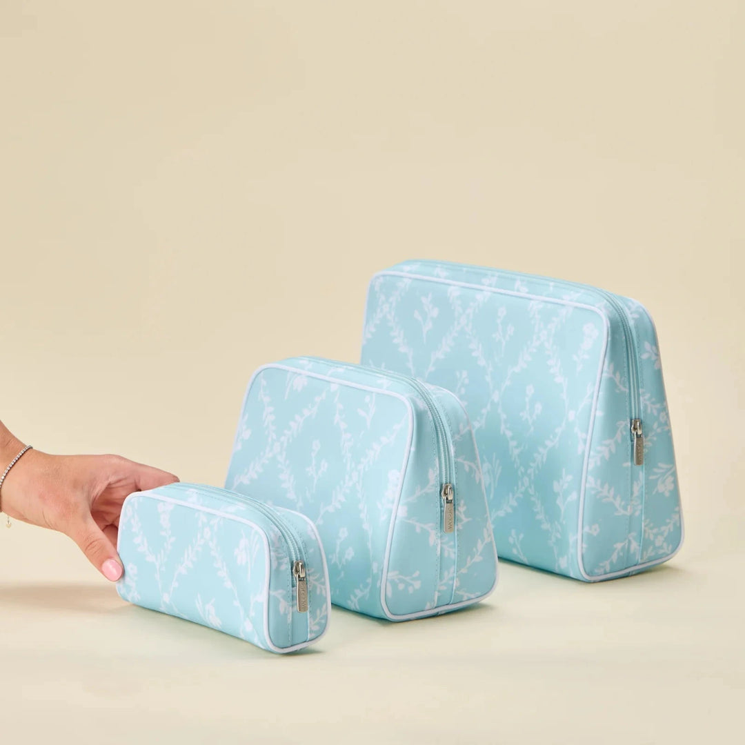 Toiletry Bag - Blue Trellis Cosmetic/Accessories Bags Weezie 