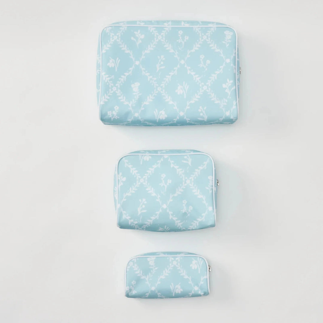 Toiletry Bag - Blue Trellis Cosmetic/Accessories Bags Weezie 
