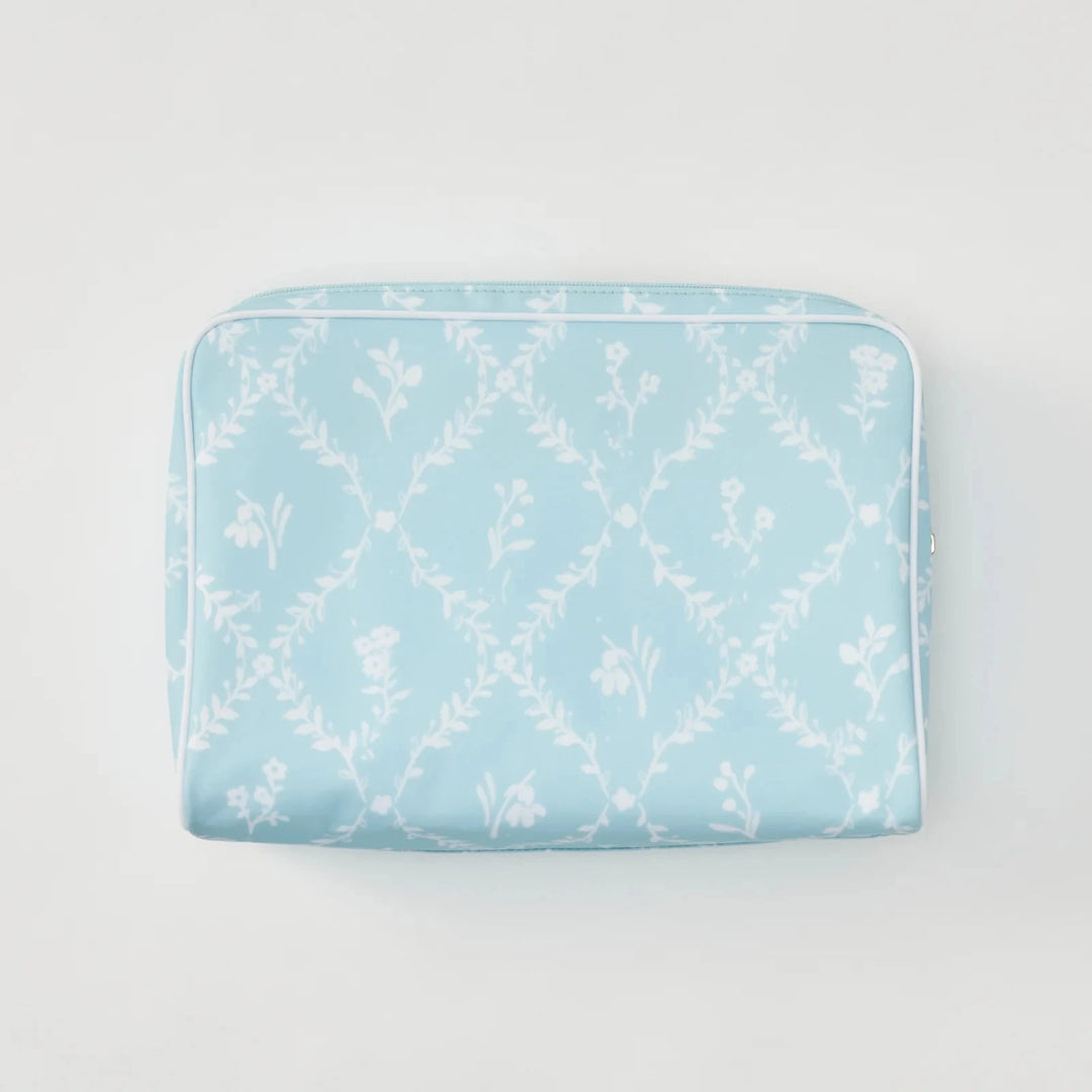 Toiletry Bag - Blue Trellis Cosmetic/Accessories Bags Weezie Large 
