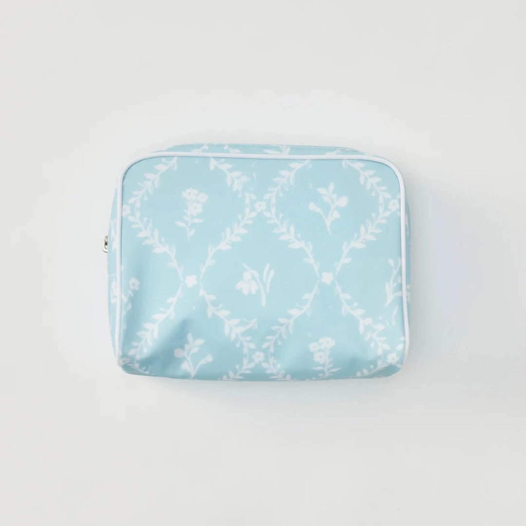 Toiletry Bag - Blue Trellis Cosmetic/Accessories Bags Weezie Small 