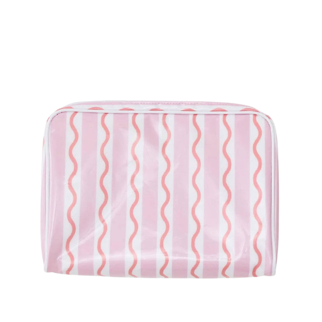 Toiletry Bag- Coral Squiggle Cosmetic/Accessories Bags Weezie Large 