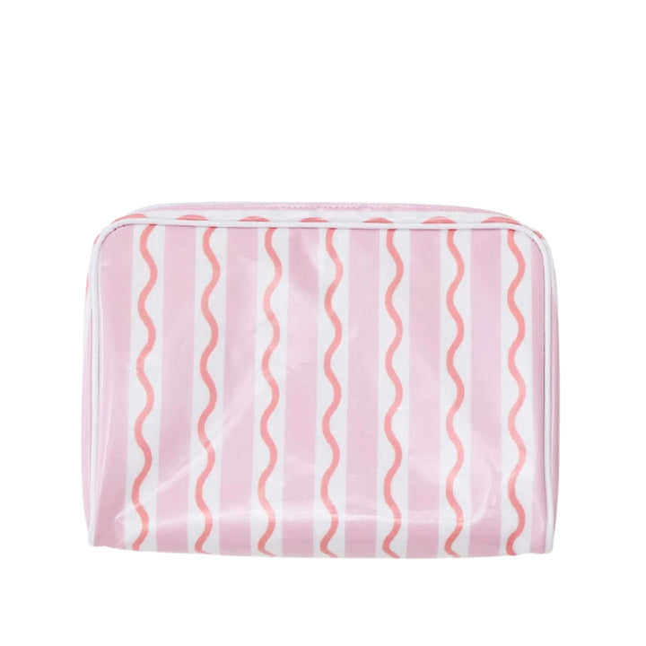Toiletry Bag- Coral Squiggle Cosmetic/Accessories Bags Weezie Large 