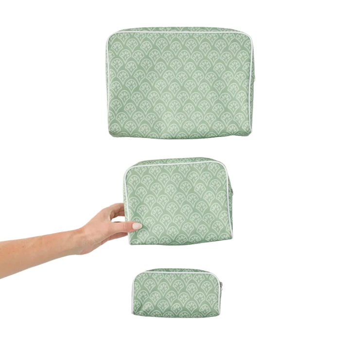 Toiletry Bag- Green Patterned Cosmetic/Accessories Bags Weezie 