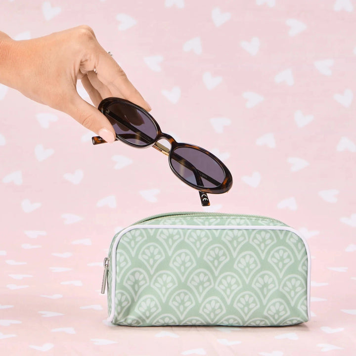 Toiletry Bag- Green Patterned Cosmetic/Accessories Bags Weezie 