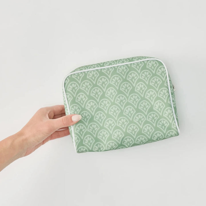 Toiletry Bag- Green Patterned Cosmetic/Accessories Bags Weezie 