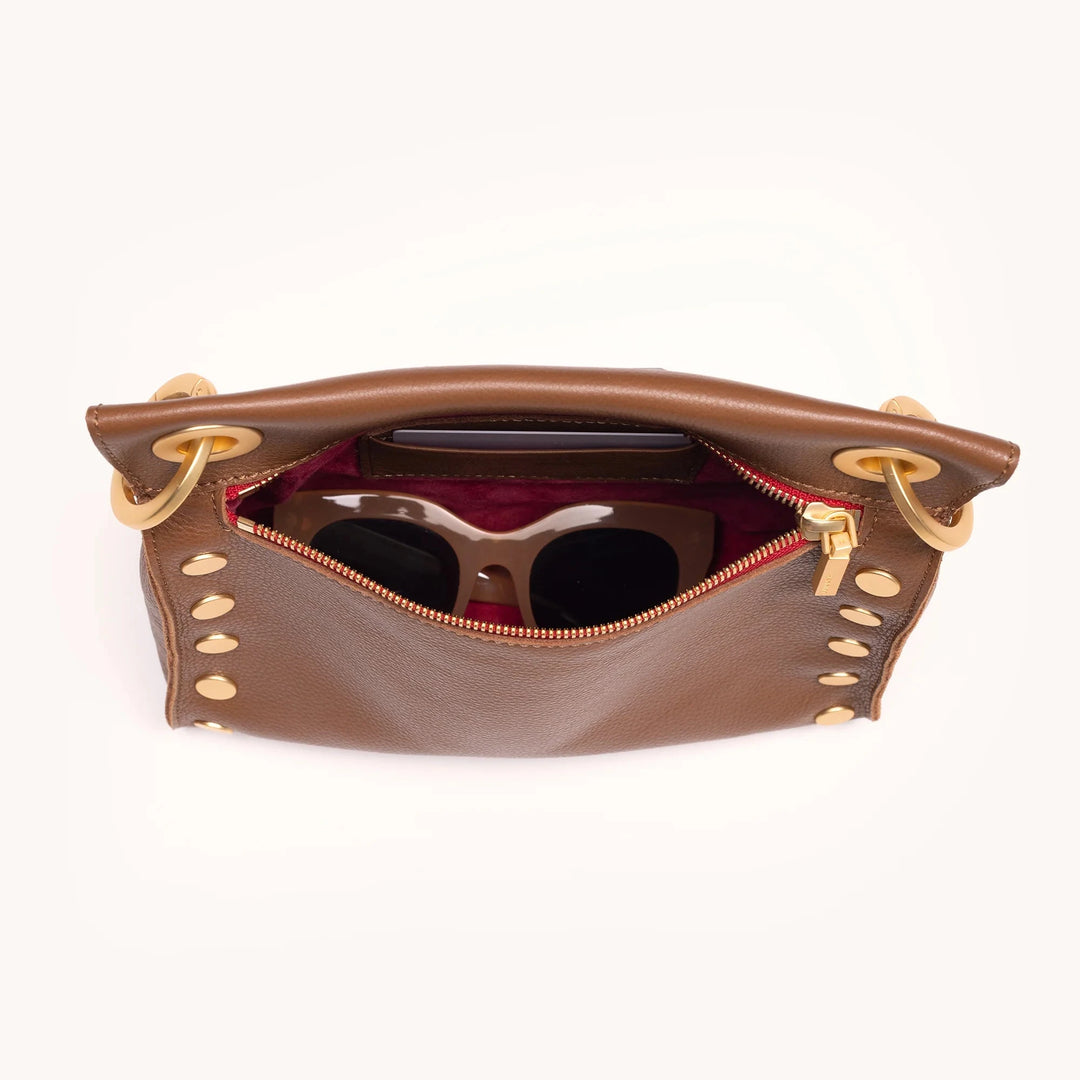 Tony Medium Leather Crossbody Bag - Mahogany Pebble Purse Hammitt 
