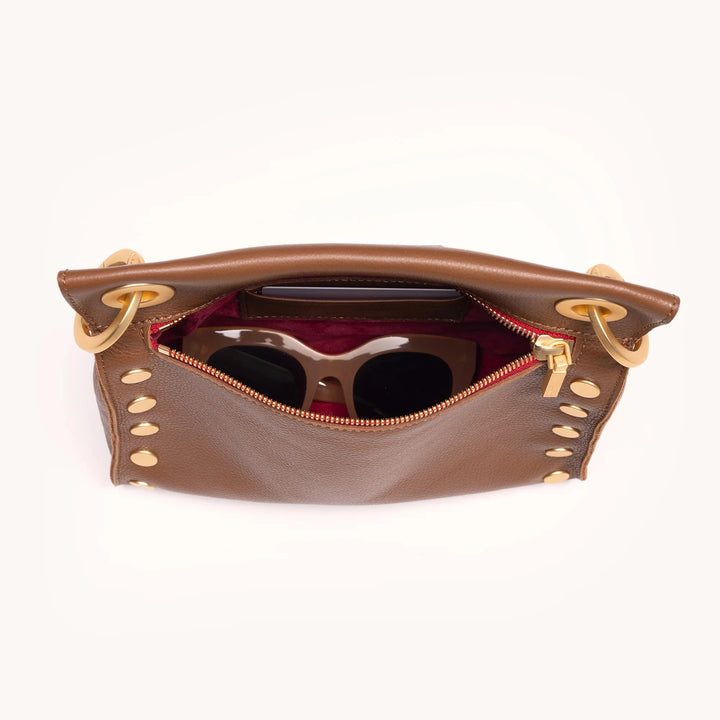 Tony Medium Leather Crossbody Bag - Mahogany Pebble Purse Hammitt 