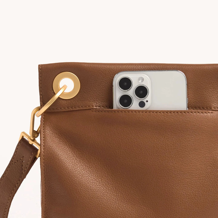 Tony Medium Leather Crossbody Bag - Mahogany Pebble Purse Hammitt 