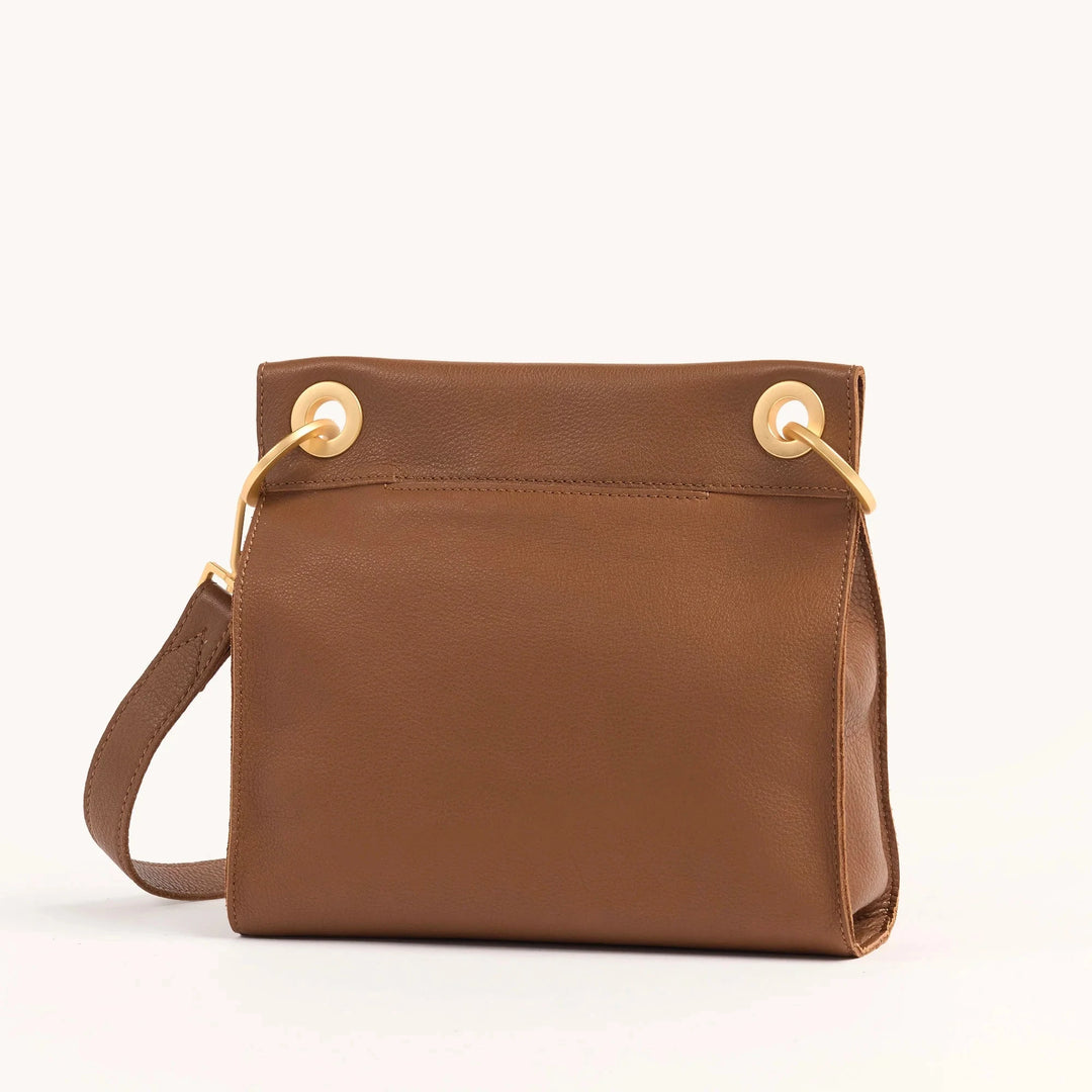 Tony Medium Leather Crossbody Bag - Mahogany Pebble Purse Hammitt 