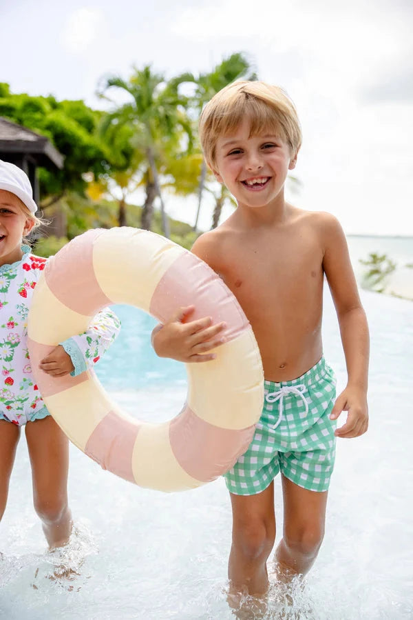 Tortola Swim Trunks - Gibson Island Green Gingham Boy Bathing Suit Beaufort Bonnet 