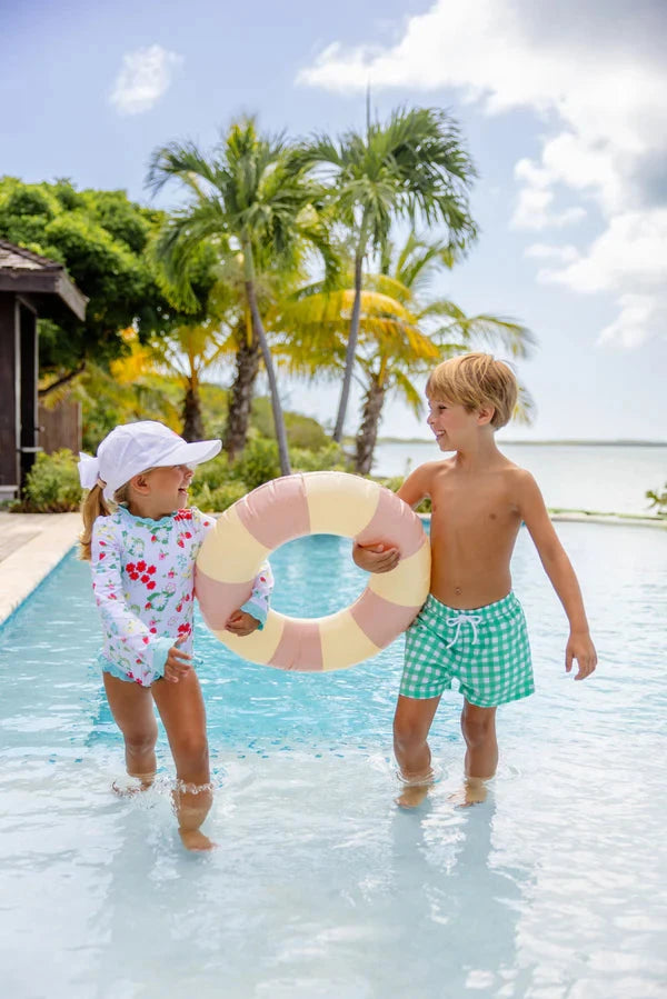 Tortola Swim Trunks - Gibson Island Green Gingham Boy Bathing Suit Beaufort Bonnet 