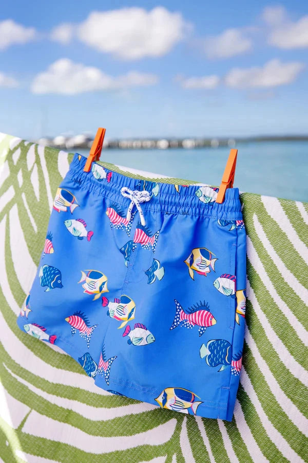 Tortola Swim Trunks - Here Fishy Fishy Boy Bathing Suit Beaufort Bonnet 