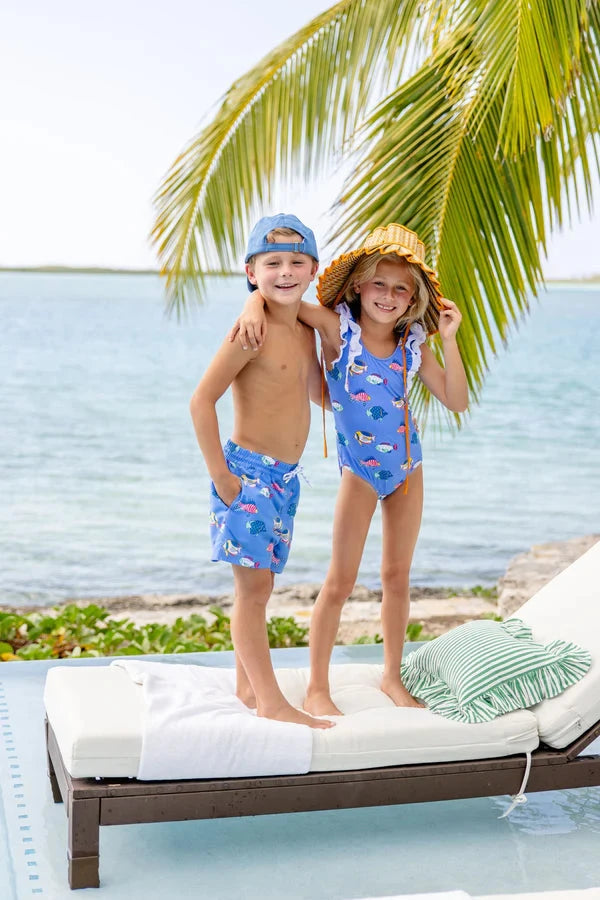 Tortola Swim Trunks - Here Fishy Fishy Boy Bathing Suit Beaufort Bonnet 