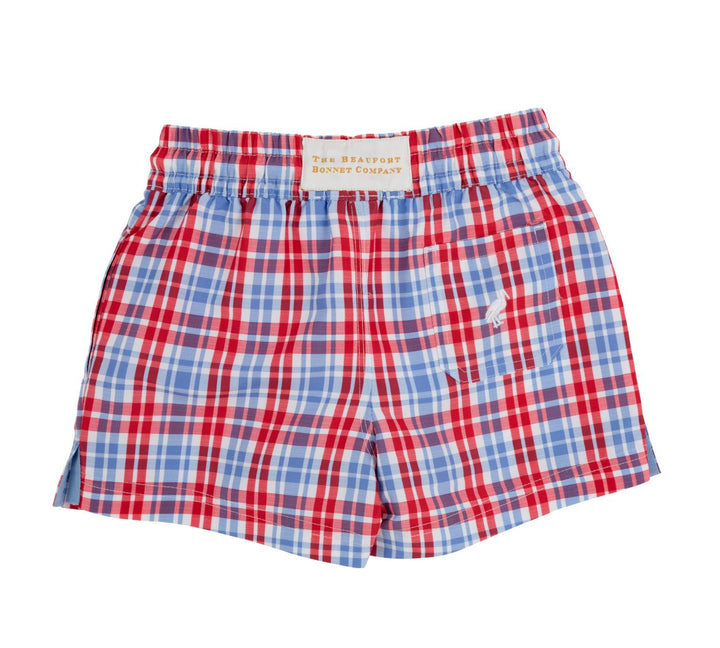 Tortola Swim Trunks - Lawn Party Plaid Boy Bathing Suit Beaufort Bonnet 