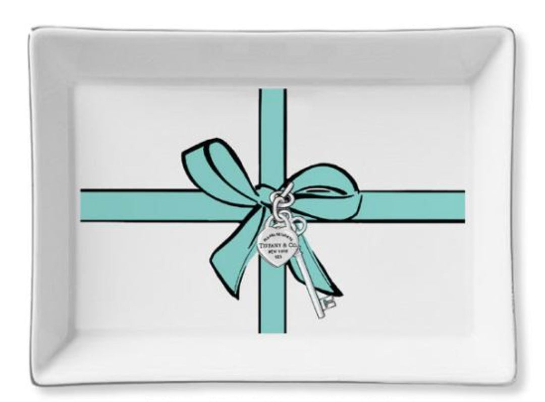 Trinket Tray - Tiff Blue Bow Decorative Tray Toss Design 