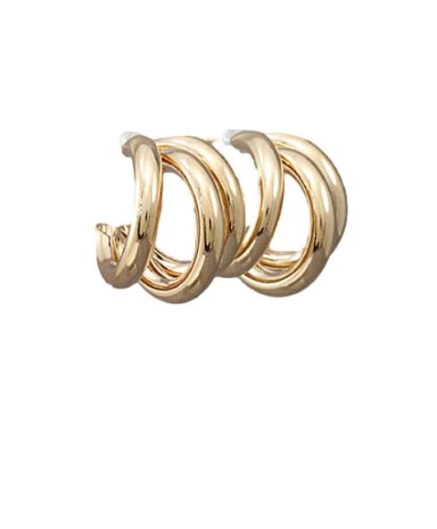 Triple Hoop Bold Earrings Womens Earrings Golden Stella 