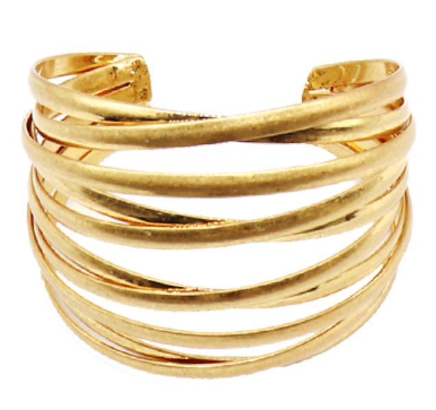 Triple Layer Metal Cuff - Gold Womens Bracelet Golden Stella 