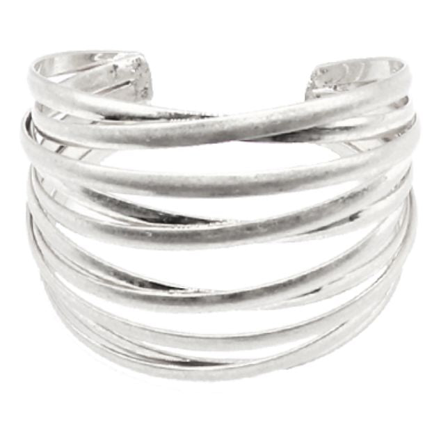 Triple Layer Metal Cuff - Silver Womens Bracelet Golden Stella 