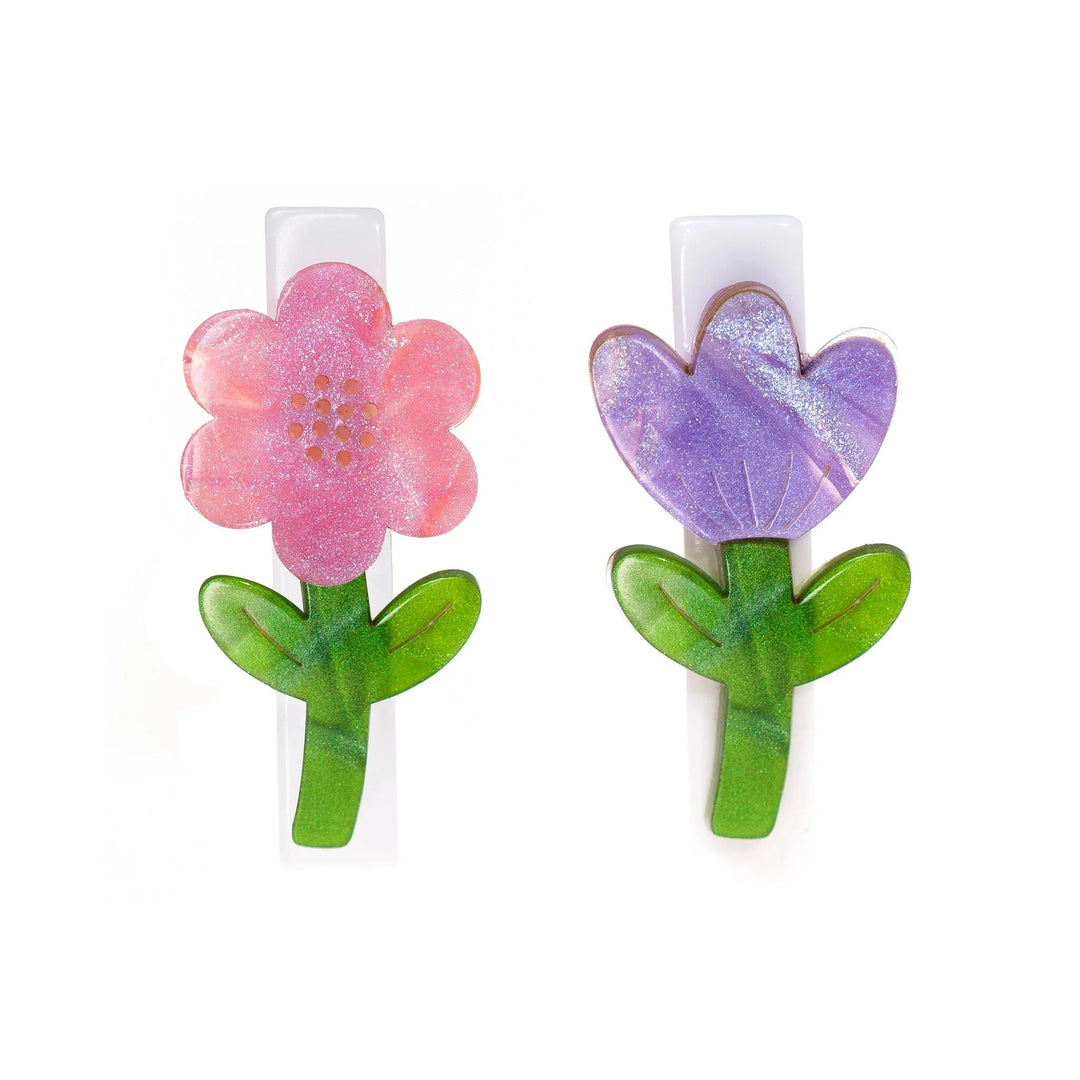 Tulip Flower Pink & Purple Hair Clips Girl Hair Accessory Lilies and Roses 