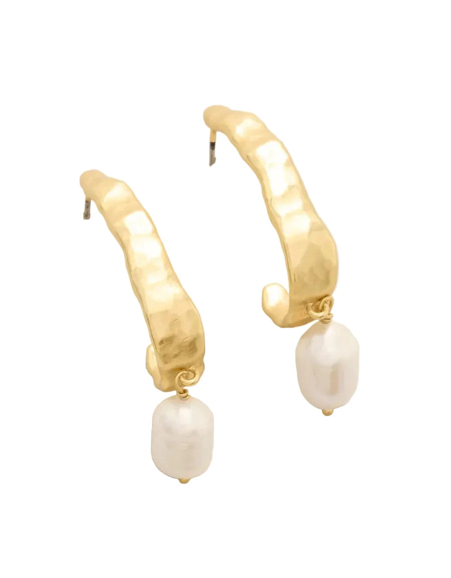 Tumbled Hoop Earrings - Pearl Womens Earrings Spartina 